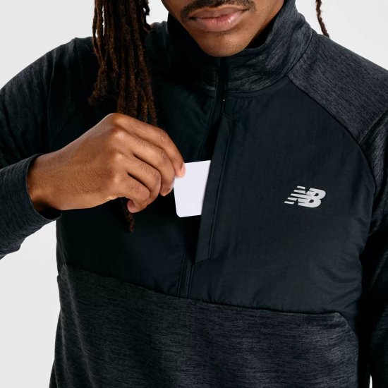 NEW BALANCE - T-SHIRT ATHLETICS HEAT GRID 1/2 ZIP UOMO