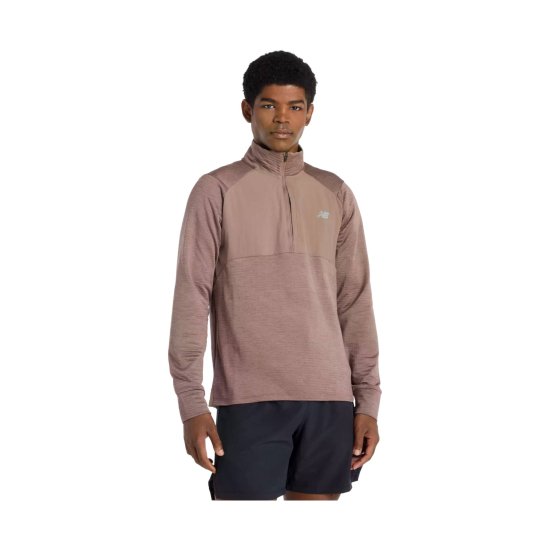 NEW BALANCE - T-SHIRT ATHLETICS HEAT GRID 1/2 ZIP UOMO