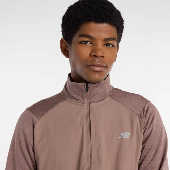 NEW BALANCE - T-SHIRT ATHLETICS HEAT GRID 1/2 ZIP UOMO