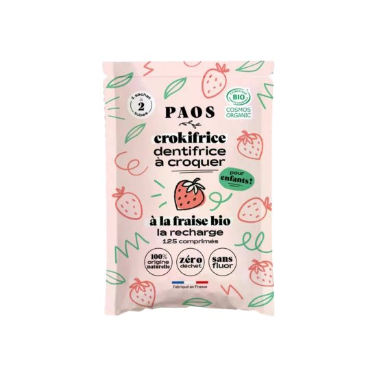 PAOS - Ricarica dentifricio biologico da masticare per bambini - 125 pastiglie