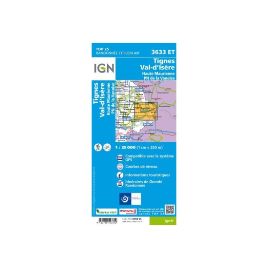 IGN - Mappa IGN TIGNES VAL-D'ISÈRE HAUTE MAURIENNE PARCO NAZIONALE DELLA VANOISE