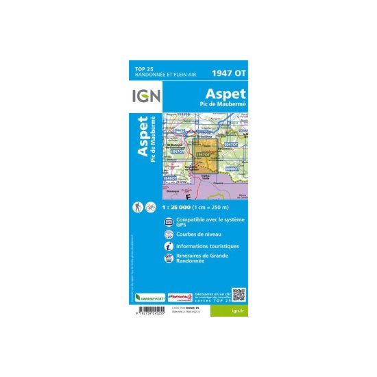 IGN - Carte TOP 25 ASPET - PIC DE MAUBERMÉ