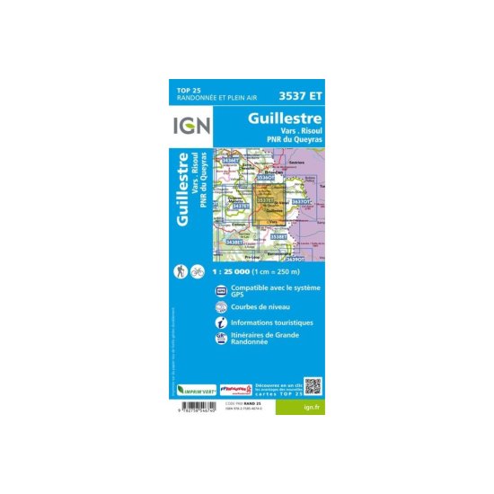 IGN - CARTA GUILLESTRE, VARS, RISOUL, PARCO NATURALE REGIONALE DEL QUEYRAS