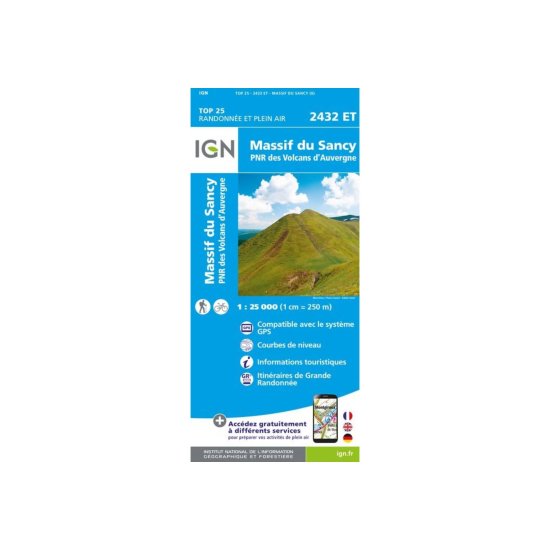 IGN - CARTA MASSICCIO DEL SANCY, PARCO NATURALE REGIONALE DEI VULCANI D'AUVERGNE