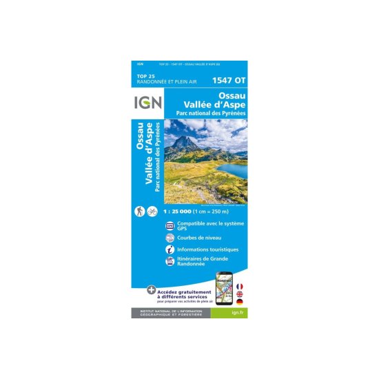 IGN - CARTA OSSAU, VALLE D'ASPE, PARCO NAZIONALE DEI PIRENEI