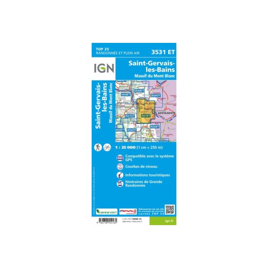 IGN - Carta IGN SAINT-GERVAIS-LES-BAINS MASSICCIO DEL MONTE BIANCO