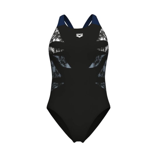 ARENA - Costume intero donna grafico con schiena a V