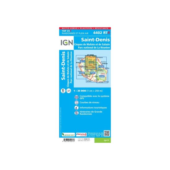 IGN - Carte IGN SAINT-DENIS RESISTANTE CIRQUES DE MAFATE ET DE SALAZIE PARC NATIONAL DE LA REUNION