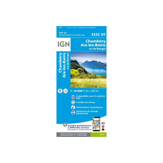 IGN - Carta IGN Chambéry - Aix-Les-Bains Lago del Bourget