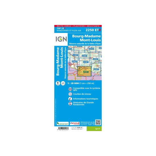 IGN - Carta IGN Bourg-Madame Mont-Louis Riserva Naturale della Valle d'Eyne