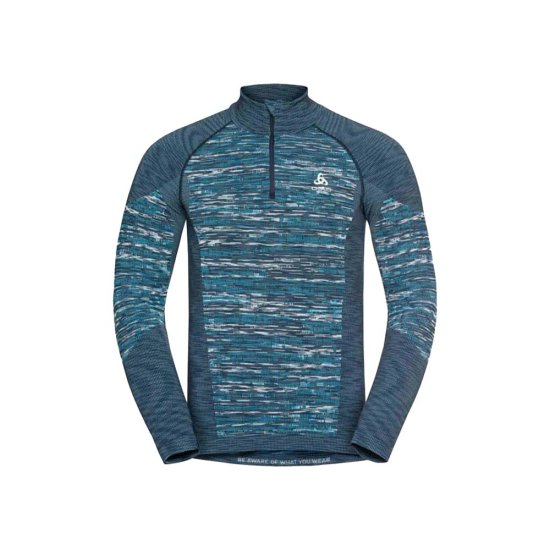 ODLO - MAGLIA TERMICA TURTLE COLLO MEZZA-ZIP UOMO NERO