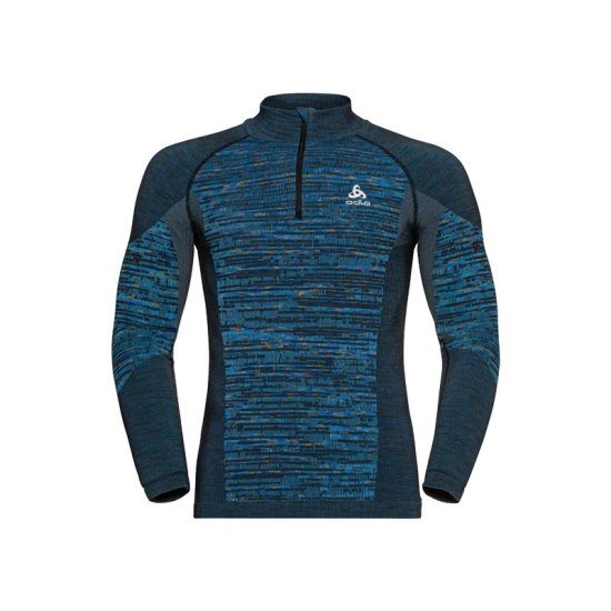 ODLO - MAGLIA TERMICA TURTLE COLLO MEZZA-ZIP UOMO NERO