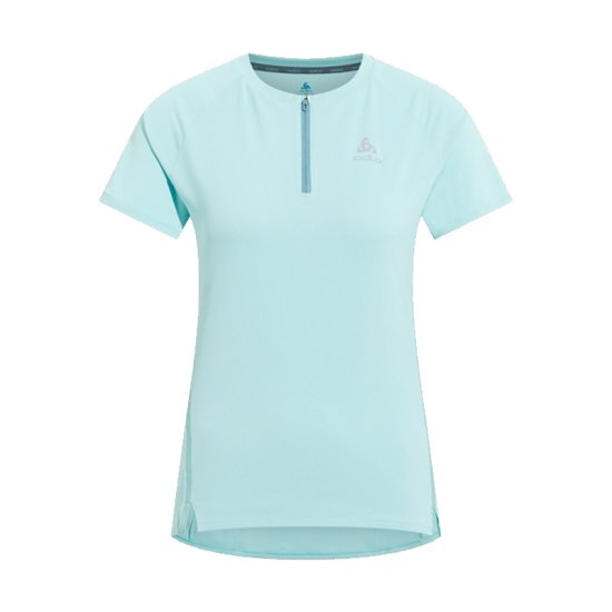 ODLO - T-SHIRT GIROCOLLO MANICHE CORTE 1/2 ZIP DONNA