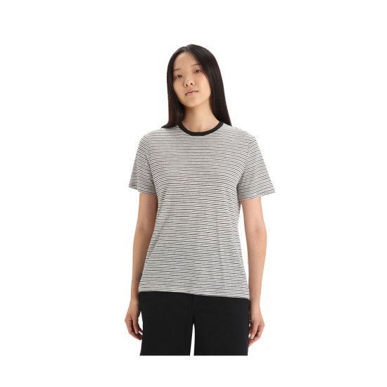 ICEBREAKER - T-SHIRT MERINO LINO A RIGHE DONNA