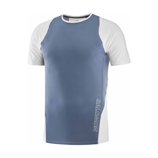 SALOMON - T-SHIRT A MANICHE CORTE SENSE AERO UOMO BLU/BIANCO