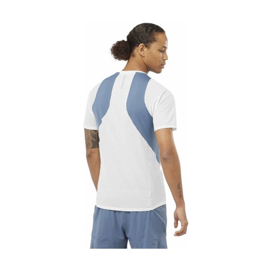 SALOMON - T-SHIRT A MANICHE CORTE SENSE AERO UOMO BLU/BIANCO