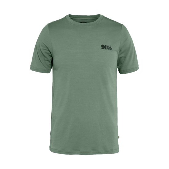 FJALLRAVEN - T-SHIRT MANICHE CORTE ABISKO LOGO IN LANA MERINO UOMO
