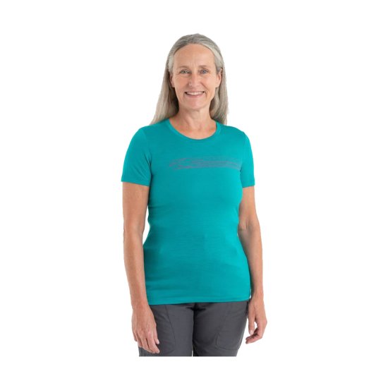ICEBREAKER - MAGLIA MANICHE CORTE MERINO 150 TECH LITE II CAMPING LINES DONNA