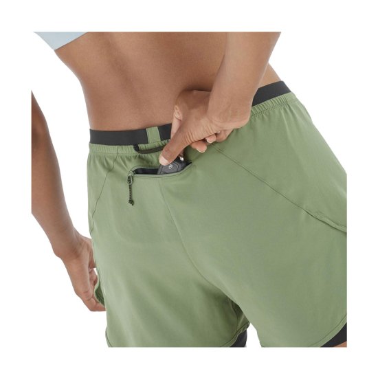 SALOMON - PANTALONCINO CROSS 2 IN 1 DONNA KAKI