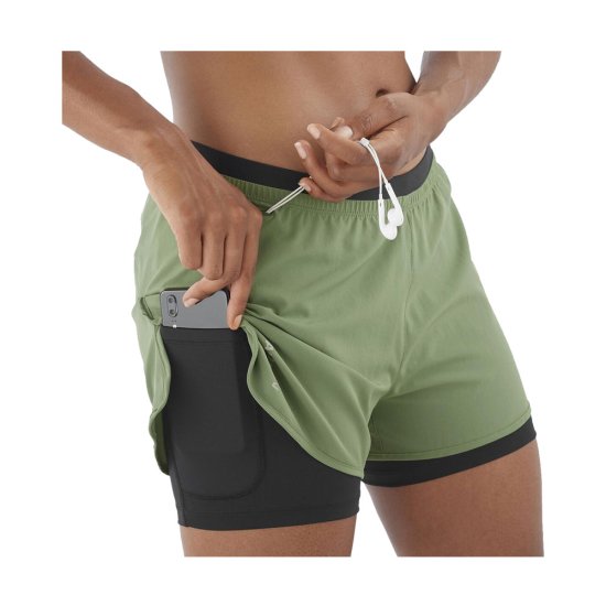 SALOMON - PANTALONCINO CROSS 2 IN 1 DONNA KAKI