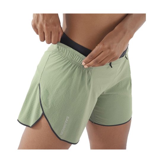 SALOMON - PANTALONCINI SENSE AERO 5 DONNA VERDE