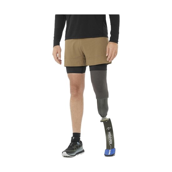SALOMON - PANTALONCINO SENSE AERO 2 IN 1 UOMO MARRONE