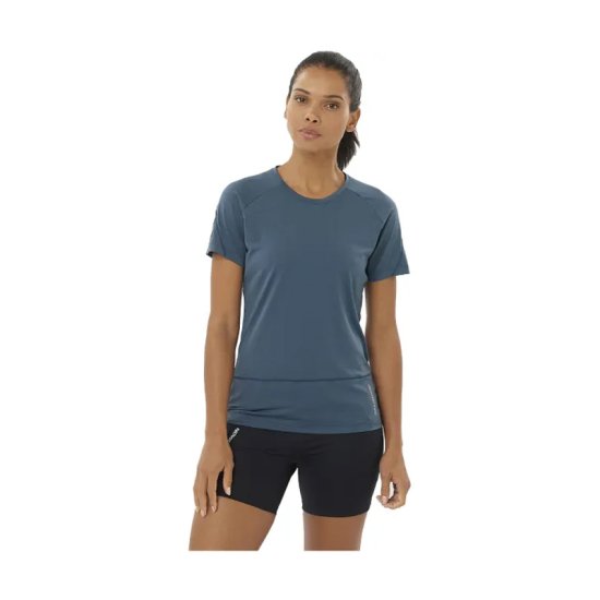 SALOMON - T-SHIRT CROSS RUN DONNA BLU SCURO