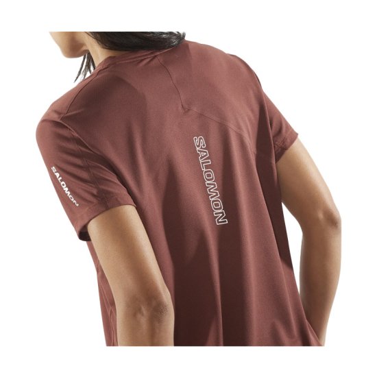 SALOMON - T-SHIRT MANICHE CORTE SENSE AERO DONNA MARRONE