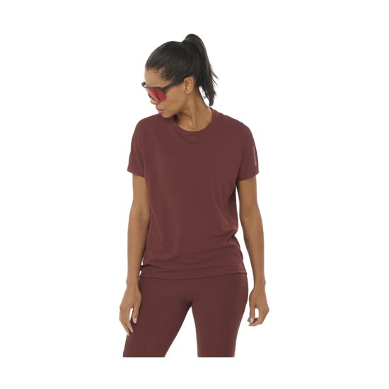 SALOMON - T-SHIRT MANICHE CORTE SENSE AERO DONNA MARRONE