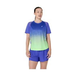 ASICS T-shirt ROAD FADE DONNA XS 400 / COBALT BURST/ILLUMINATE GREEN