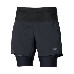 MIZUNO Short 2-in-1 trail multipocket donna XS 09/BLACK