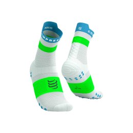 COMPRESSPORT CALZE PRO RACING V4.0 RUN HIGH T3 WHITE/NORSE BLUE/NEON GREEN
