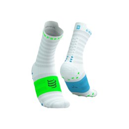 COMPRESSPORT CALZINI PRO RACING V4.0 ULTRALIGHT ALTI UNISEX T1 WHITE/NORSE BLUE/NEON GREEN