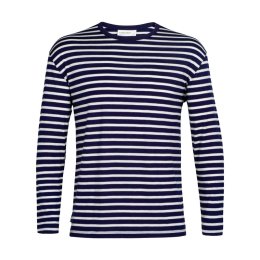 ICEBREAKER T-SHIRT GRANARY MANICHE LUNGHE STRIPE UOMO XL MIDNIGHT NAVY/SNOW/S