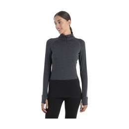 ICEBREAKER INTIMO TERMICO MERINO ZONEKNIT 200 MEZZA ZIP DONNA S JET HTHR/BLK/METRO H