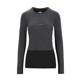 ICEBREAKER T-SHIRT ZONEKNIT MANICHE LUNGHE MERINO 125 DONNA L JET HTHR/BLK/METRO H