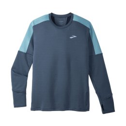 BROOKS MAGLIA A MANICHE LUNGHE NOTCH THERMAL 2.0 UOMO XXL 466 - BLUE - SLATE/S