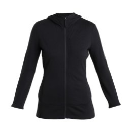 ICEBREAKER GIACCA MERINO 260 QUANTUM IV CON CAPPUCCIO DONNA XS BLACK