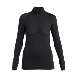 ICEBREAKER MAGLIA INTIMA MERINO 125 ZONEKNIT DEMI-ZIP DONNA M BLACK/GRAPHITE/CB